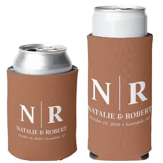 Elegant Bruiloft Monogram Bruid Groom Initialen Blikjeskoeler