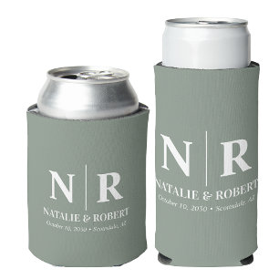 Elegant Bruiloft Monogram Bruid Groom Initialen Blikjeskoeler