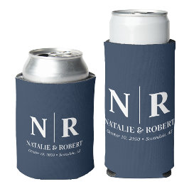 Elegant Bruiloft Monogram Bruid Groom Initialen Blikjeskoeler