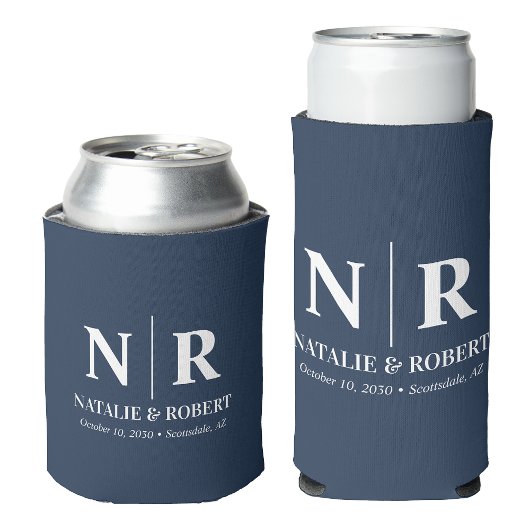 Elegant Bruiloft Monogram Bruid Groom Initialen Blikjeskoeler