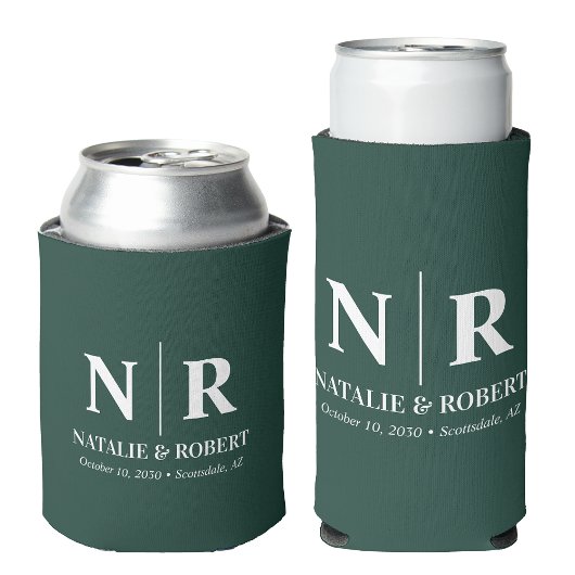 Elegant Bruiloft Monogram Bruid Groom Initialen Blikjeskoeler