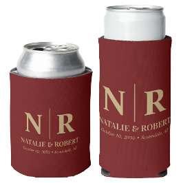 Elegant Bruiloft Monogram Bruid Groom Initialen Blikjeskoeler