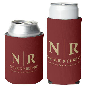 Elegant Bruiloft Monogram Bruid Groom Initialen Blikjeskoeler