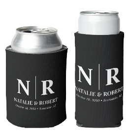 Elegant Bruiloft Monogram Bruid Groom Initialen Blikjeskoeler