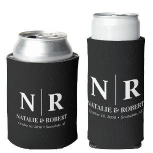 Elegant Bruiloft Monogram Bruid Groom Initialen Blikjeskoeler