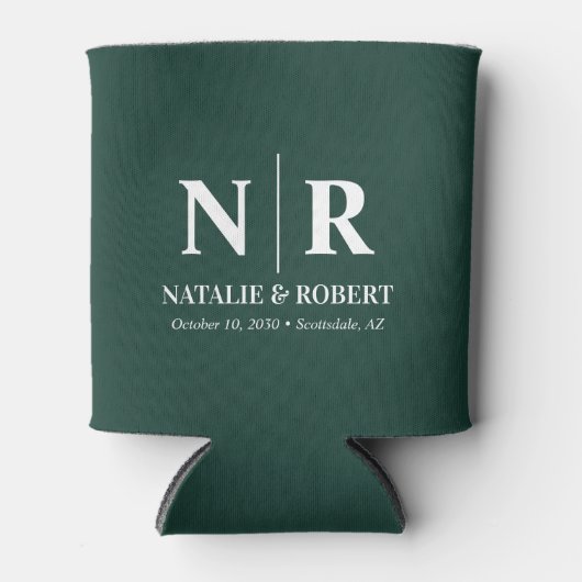 Elegant Bruiloft Monogram Bruid Groom Initialen Blikjeskoeler (Voorkant)