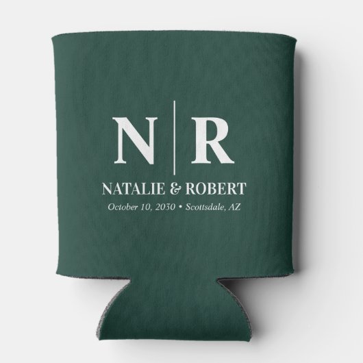 Elegant Bruiloft Monogram Bruid Groom Initialen Blikjeskoeler (Achterkant)