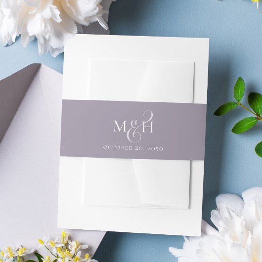 Elegant Bruiloft Monogram Bruiloft Lila Lavendel Uitnodigingen Wikkel