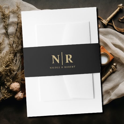 Elegant Bruiloft Monogram Gepersonaliseerd Uitnodigingen Wikkel