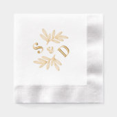 Elegant bruiloft monogram groene bladeren folie servetten (Voorkant)