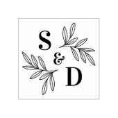 Elegant bruiloft monogram groene bladeren rubberstempel (Afrduk)
