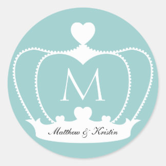 Elegant Bruiloft Monogram Kroon Sticker