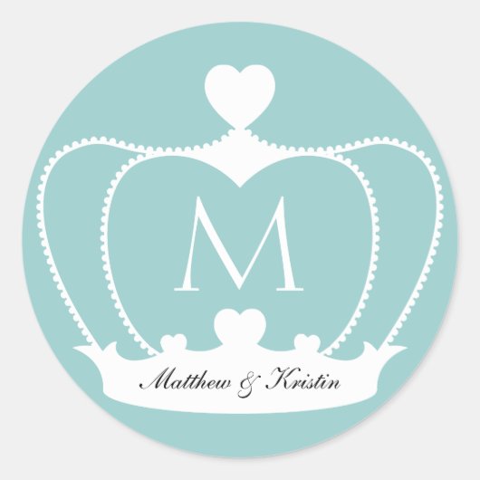 Elegant Bruiloft Monogram Kroon Sticker (Voorkant)