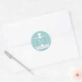 Elegant Bruiloft Monogram Kroon Sticker (Envelop)