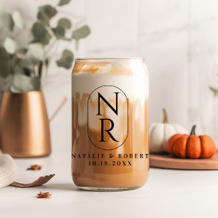 Elegant Bruiloft Monogram Modern Minimalistisch Ko Blikvorm Glas