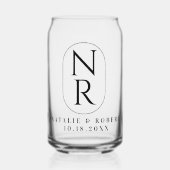 Elegant Bruiloft Monogram Modern Minimalistisch Ko Blikvorm Glas (Voorkant)