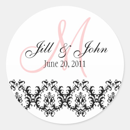 Elegant Bruiloft Monogram Save the Date Sticker (Voorkant)