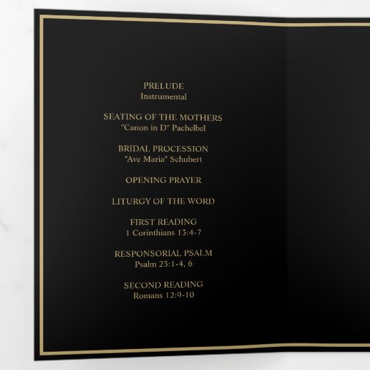 Elegant Bruiloft Monogram Tri-Fold Bruiloft Progra Drieluik Wenskaart (Binnenzijde eerst)