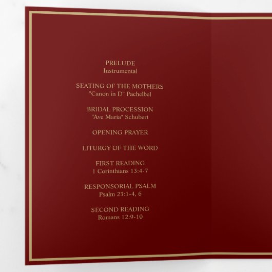 Elegant Bruiloft Monogram Tri-Fold Bruiloft Progra Drieluik Wenskaart (Binnenzijde eerst)