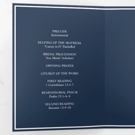 Elegant Bruiloft Monogram Tri-Fold Bruiloft Progra Drieluik Wenskaart (Binnenzijde eerst)