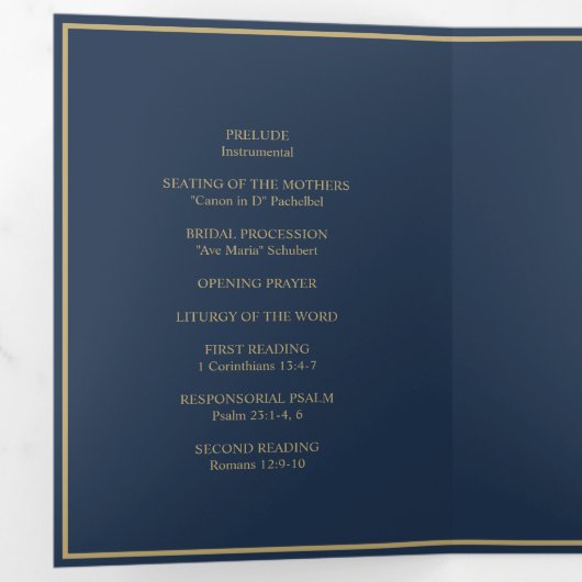 Elegant Bruiloft Monogram Tri-Fold Bruiloft Progra Drieluik Wenskaart (Binnenzijde eerst)