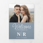 Elegant Bruiloft Monogram Tri-Fold Bruiloft Progra Drieluik Wenskaart (Cover)