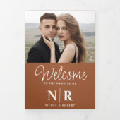 Elegant Bruiloft Monogram Tri-Fold Bruiloft Progra Drieluik Wenskaart (Cover)