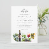 Elegant Bruiloft Monogram Waterverf Winery Kaart (Staand voorkant)