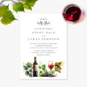 Elegant Bruiloft Monogram Waterverf Winery Kaart