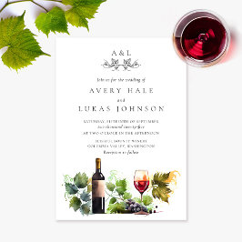 Elegant Bruiloft Monogram Waterverf Winery Kaart