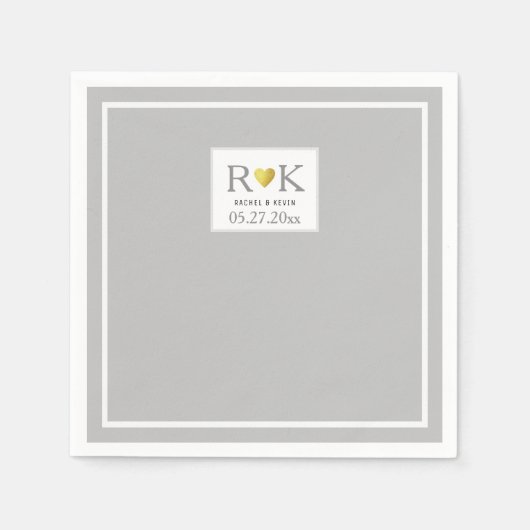 Elegant Bruiloft Monogrammed Grijs Servet (Voorkant)