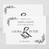 Elegant bruiloft monogrammen met florale ampersand kaart (Voorkant / Achterkant)