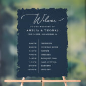 Elegant Bruiloft Navy Blue Welkom en Tijdlijn Acryl Bord (Neutraal)