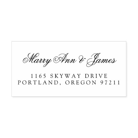 Elegant Bruiloft Paar Naam Adres Zelfinktende Stempel (Design)