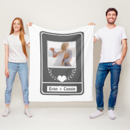 ELEGANT Bruiloft Paar's Foto Namen Fleece Deken