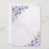 Elegant Bruiloft Paarse Lila Bloemen Zilveren Ring Kaart (Achterkant)