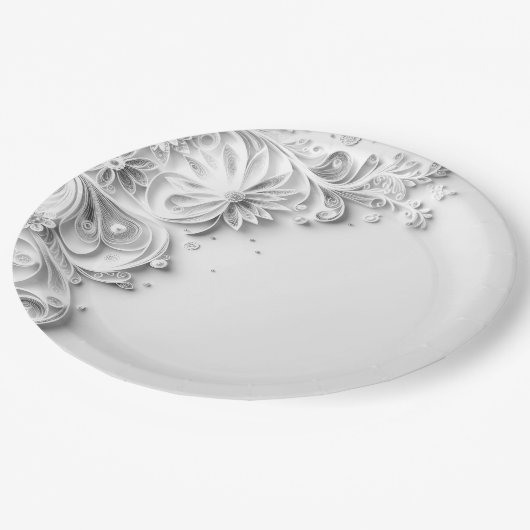 Elegant bruiloft papier quilling ontwerp papieren bordje (Gekanteld)