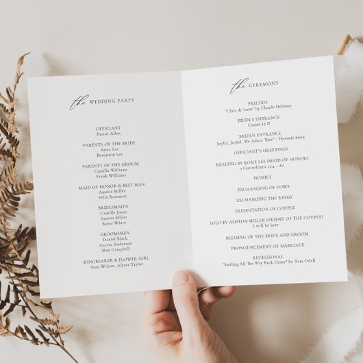 Elegant bruiloft programma boekje, volgorde van se