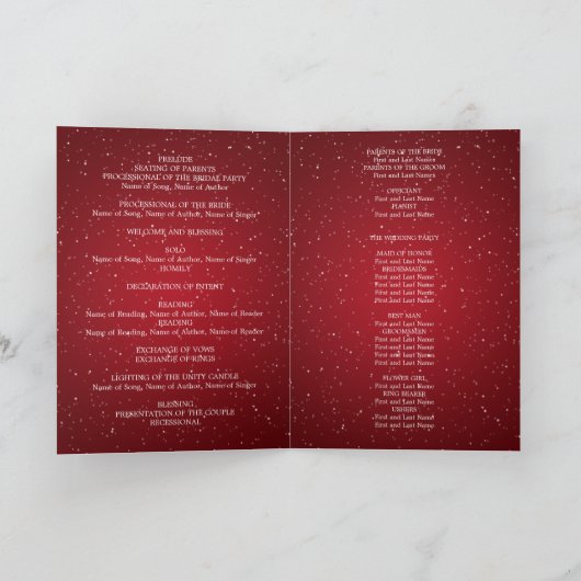 Elegant bruiloft programma sprankelende golf rood (Binnen)
