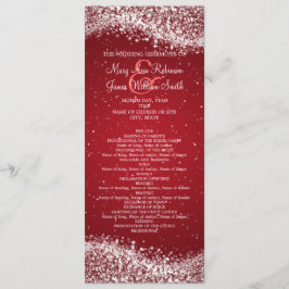 Elegant bruiloft programma sprankelende golf rood programmakaart