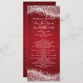 Elegant bruiloft programma sprankelende golf rood programmakaart (Voorkant / Achterkant)