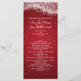 Elegant bruiloft programma sprankelende golf rood programmakaart