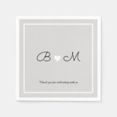 elegant bruiloft receptie grijs servetten (Voorkant)