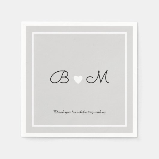 elegant bruiloft receptie grijs servetten (Voorkant)
