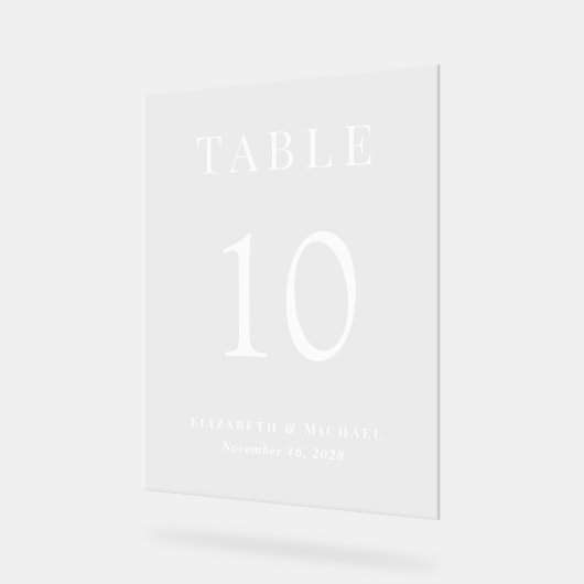 Elegant Bruiloft Receptie Tafelnummer Acryl Bord (Hoek)