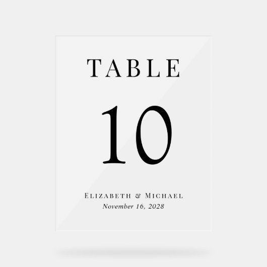 Elegant Bruiloft Receptie Tafelnummer Frosted Acryl Bord (Voorkant)