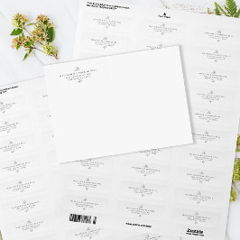 Elegant bruiloft retouradres zwart wit blad etiket