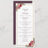 Elegant Bruiloft Roos Bloemen Goud Lijst Wit Menu (Voorkant / Achterkant)