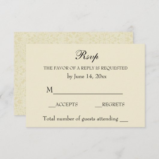 Elegant Bruiloft RSVP Ecru Kant (Voorkant / Achterkant)