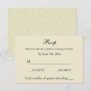 Elegant Bruiloft RSVP Ecru Kant Kaartje